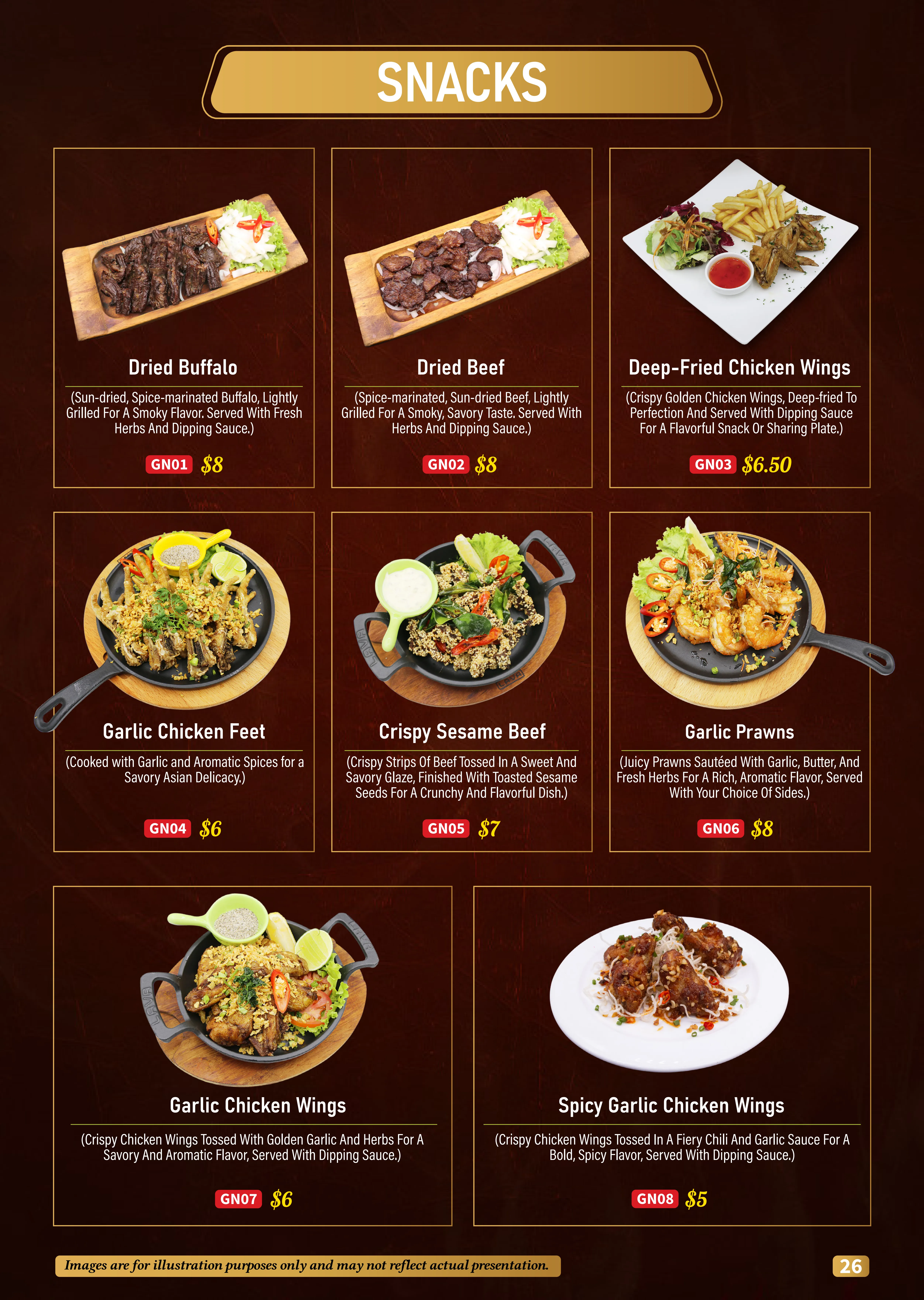 Snack & Appetizers Menu 1